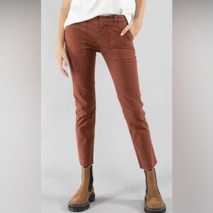 Nili Lotan Jenna Pants Cropped Brick Raw Hem Size 10